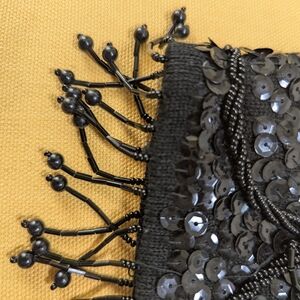 Embellished Sequin & Bead Detail - Metallic BLACK TOP